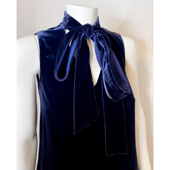 LAFAYETTE 148 Silk Velvet Navy Bow Sleeveless Mini Dress SMALL NWT $498 - Picture 5 of 13